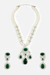 Shop Vivinia By Vidhi Mehra Green Pearls, Stones, Crystals And Statement Necklace Set at Aza Fashions Shop_Vivinia By Vidhi Mehra_Green Pearls, Stones, Crystals And Statement Necklace Set _at_Aza_Fashions