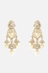 Shop Vivinia By Vidhi Mehra Gold Plated Stones, Pearls Floral Dangler Earrings at Aza Fashions Shop_Vivinia By Vidhi Mehra_Gold Plated Stones, Pearls Floral Dangler Earrings _at_Aza_Fashions