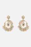 Shop_Vivinia By Vidhi Mehra_Gold Plated Stones, Pearls And Studded Chandbalis _at_Aza_Fashions