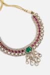 Shop_Vivinia By Vidhi Mehra_Multi Color Stones, Crystals Emerald And Kundan Choker Necklace Set _Online_at_Aza_Fashions