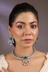 Buy_Vivinia By Vidhi Mehra_Multi Color Stones, Crystals Emerald And Kundan Choker Necklace Set _at_Aza_Fashions