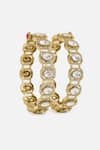 Shop_Vivinia By Vidhi Mehra_Gold Plated Stones, Moissanite Kundan And Polki Embellished Bangles _at_Aza_Fashions