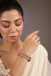 Buy_Vivinia By Vidhi Mehra_Pink Stones, Crystals Floral Enamel Kundan Embellished Bangle _at_Aza_Fashions