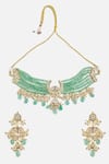 Shop Vivinia By Vidhi Mehra Green Beads, Pearls, Stones Beaded Kundan Choker Set at Aza Fashions Shop_Vivinia By Vidhi Mehra_Green Beads, Pearls, Stones Beaded Kundan Choker Set _at_Aza_Fashions
