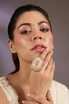 Buy_Vivinia By Vidhi Mehra_Pink Stones, Oversized Kundan Statement Ring _at_Aza_Fashions