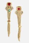 Vivinia By Vidhi Mehra_Multi Color Stones, Tassels Multicolor Embellished Earrings _Online_at_Aza_Fashions