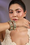Buy_Vivinia By Vidhi Mehra_Green Stones, Faux Diamonds Emerald And Kundan Embellished Bangles _at_Aza_Fashions