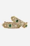 Vivinia By Vidhi Mehra_Green Stones, Faux Diamonds Emerald And Kundan Embellished Bangles _Online_at_Aza_Fashions