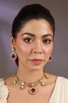 Buy_Vivinia By Vidhi Mehra_Gold Plated Stones, Pearls Ruby And Kundan Necklace Set _at_Aza_Fashions