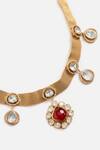 Shop_Vivinia By Vidhi Mehra_Gold Plated Stones, Pearls Ruby And Kundan Necklace Set _Online_at_Aza_Fashions