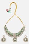 Shop_Vivinia By Vidhi Mehra_Green Stones, Elegant Kundan Choker Set _at_Aza_Fashions