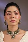 Buy_Vivinia By Vidhi Mehra_Green Stones, Elegant Kundan Choker Set _at_Aza_Fashions