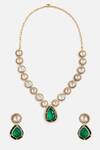 Vivinia By Vidhi Mehra Gold Plated Stones, Crystals Green Kundan Pendant Necklace Set at Aza Fashions Vivinia By Vidhi Mehra_Gold Plated Stones, Crystals Green Kundan Pendant Necklace Set _at_Aza_Fashions
