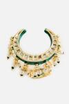 Vivinia By Vidhi Mehra_Gold Plated Gemstones, Pearls, Beads Crescent Kundan Statement Ring _Online_at_Aza_Fashions