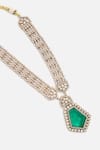Shop_Vivinia By Vidhi Mehra_Gold Plated Stones, Pearls Emerald Drop Kundan Necklace Set _Online_at_Aza_Fashions