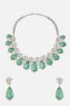 Shop_Vivinia By Vidhi Mehra_Green Stones Emerald Elegance Necklace Set _at_Aza_Fashions