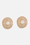 Shop_Vivinia By Vidhi Mehra_White Stones, Crystals Floral Kundan Stud Earrings _at_Aza_Fashions