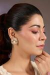 Buy_Vivinia By Vidhi Mehra_White Stones, Crystals Floral Kundan Stud Earrings _at_Aza_Fashions