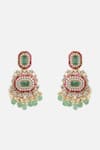 Vivinia By Vidhi Mehra_Green Pearls, Stones, Beads Regal Kundan And Emerald Statement Necklace Set _Online_at_Aza_Fashions