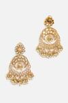 Vivinia By Vidhi Mehra_Gold Plated Pearls, Stones Antique Statement Jhumka Earrings _Online_at_Aza_Fashions