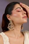 Buy_Vivinia By Vidhi Mehra_Gold Plated Pearls, Stones Antique Statement Jhumka Earrings _at_Aza_Fashions
