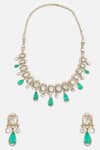 Shop Vivinia By Vidhi Mehra Green Stones, Pearls Elegant Drop Kundan Necklace Set at Aza Fashions Shop_Vivinia By Vidhi Mehra_Green Stones, Pearls Elegant Drop Kundan Necklace Set _at_Aza_Fashions