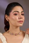 Buy_Vivinia By Vidhi Mehra_Gold Plated Stones Ruby Choker Necklace Set _at_Aza_Fashions