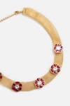 Shop_Vivinia By Vidhi Mehra_Gold Plated Stones Ruby Choker Necklace Set _Online_at_Aza_Fashions