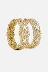 Shop_Vivinia By Vidhi Mehra_Gold Plated Stones Moissanite Polki Embellished Bangles _at_Aza_Fashions