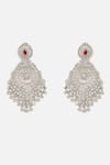Shop_Vivinia By Vidhi Mehra_Silver Plated Crystals Cubic Zirconia Embellished Chandeliers _at_Aza_Fashions