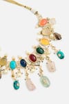 Shop_Vivinia By Vidhi Mehra_Multi Color Pearls, Stones, Beads Multicolor Gemstone Choker Set _Online_at_Aza_Fashions