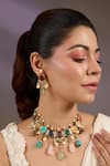 Buy_Vivinia By Vidhi Mehra_Multi Color Pearls, Stones, Beads Multicolor Gemstone Choker Set _at_Aza_Fashions