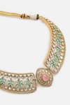 Shop_Vivinia By Vidhi Mehra_Green Stones And Kundan Choker Necklace Set _Online_at_Aza_Fashions