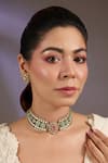 Buy_Vivinia By Vidhi Mehra_Green Stones And Kundan Choker Necklace Set _at_Aza_Fashions