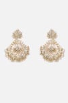 Shop_Vivinia By Vidhi Mehra_White Pearls, Stones Handcrafted Cluster Statement Earrings _at_Aza_Fashions
