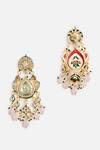 Vivinia By Vidhi Mehra_Multi Color Pearls, Stones Floral Kundan Drop Earrings _Online_at_Aza_Fashions
