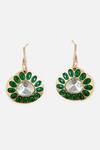 Shop_Vivinia By Vidhi Mehra_Emerald Green Stones, Crystals Round Drop Earrings _at_Aza_Fashions