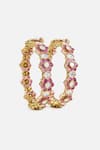 Shop_Vivinia By Vidhi Mehra_Gold Plated Stones, Crystals Ruby Kundan Embellished Bangles _at_Aza_Fashions
