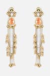 Shop_Vivinia By Vidhi Mehra_Gold Plated Stones, Pearls, Beads Regal Long Dangle Earrings _at_Aza_Fashions