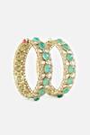 Shop_Vivinia By Vidhi Mehra_Green Stones, Kundan Embellished Bangles _at_Aza_Fashions
