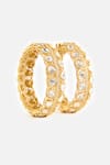 Shop_Vivinia By Vidhi Mehra_Gold Plated Stones, Rhinestones Polki Embellished Bangles _at_Aza_Fashions