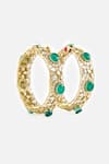Shop_Vivinia By Vidhi Mehra_Green Stones, Faux Diamonds, Crystals And Polki Embellished Bangles _at_Aza_Fashions