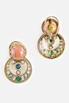 Vivinia By Vidhi Mehra_Multi Color Gemstones, Gold-plated Statement Earrings _Online_at_Aza_Fashions