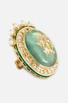 Vivinia By Vidhi Mehra_Green Gemstones, Pearls, And Embellished Ring _Online_at_Aza_Fashions