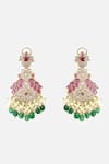 Vivinia By Vidhi Mehra_Green Stones, Pearls, Beads Embellished Chandeliers _Online_at_Aza_Fashions