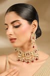 Buy_Vivinia By Vidhi Mehra_Red Stones, Pearls, Beads Embellished Choker Necklace Set _at_Aza_Fashions