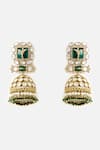 Shop_Vivinia By Vidhi Mehra_Gold Plated Stones, Pearls Embellished Jhumkas _at_Aza_Fashions