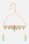 Shop_Vivinia By Vidhi Mehra_Multi Color Beads, Stones Multicolor Embellished Choker Set _at_Aza_Fashions