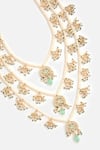 Shop_Vivinia By Vidhi Mehra_White Pearls, Stones, Beads Layered Embellished Necklace Set _Online_at_Aza_Fashions