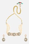 Shop_Vivinia By Vidhi Mehra_Multi Color Stones, Pearls Embellised Choker Set _at_Aza_Fashions